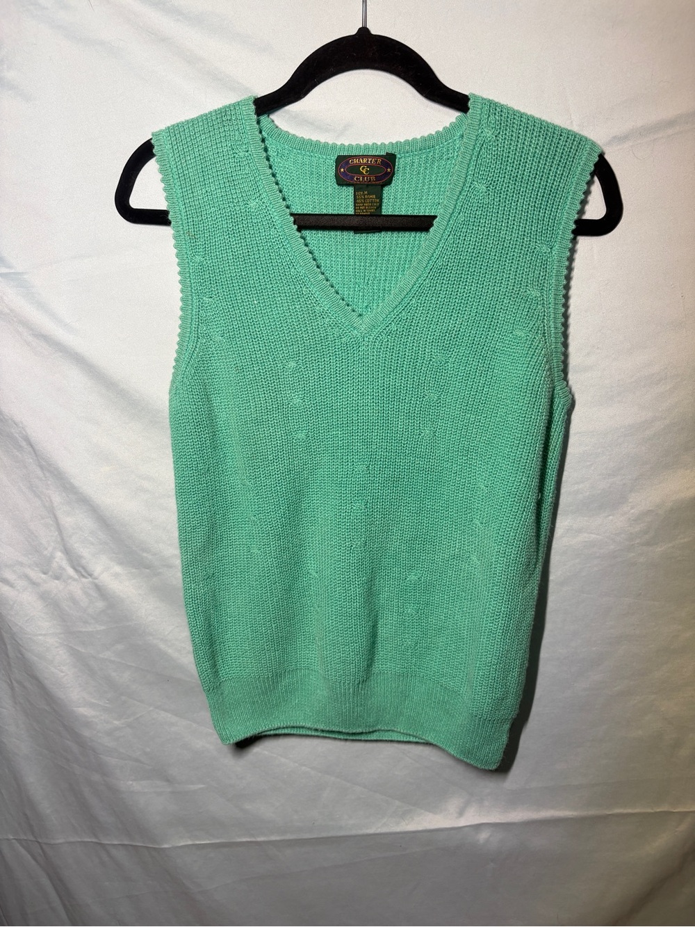 Charter Club Mint Green V-Neck Sweater Vest